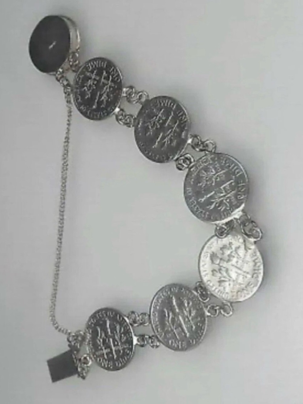 RARE SILVER ARTISIAN MADE ROOSEVELT DIME LINK BRACELET MADE 1948-1964